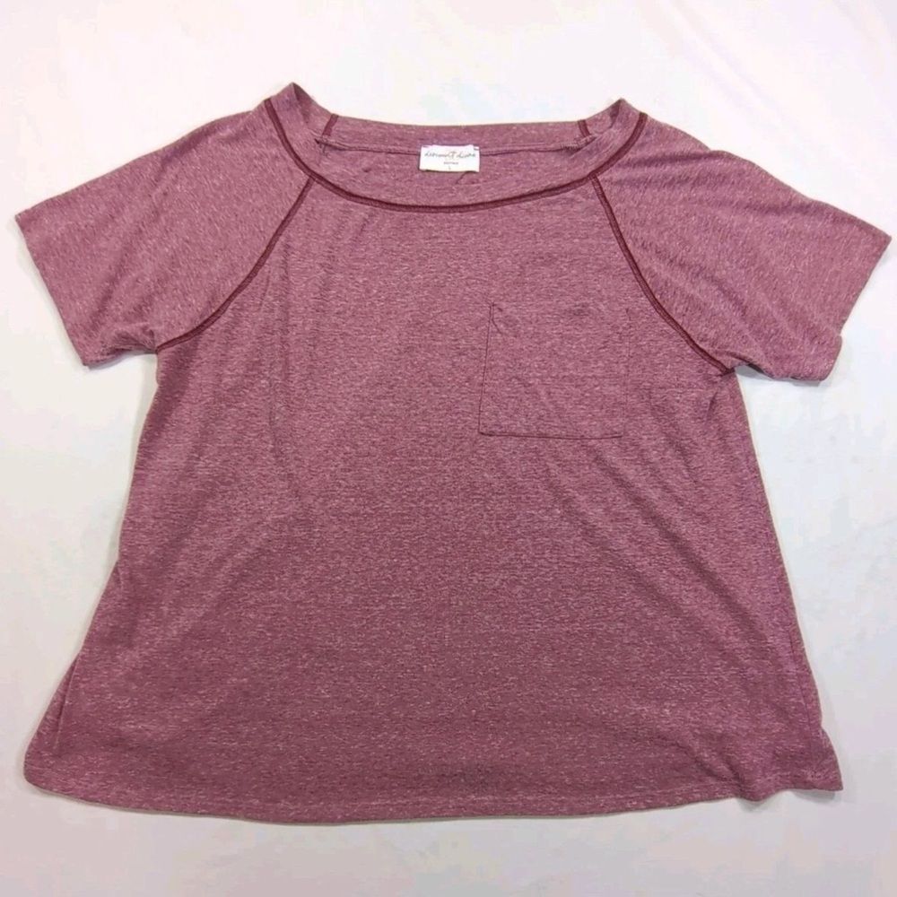 Discount Divas Women's Size Large Oversized T-Shirt with Pocket Pink/Red